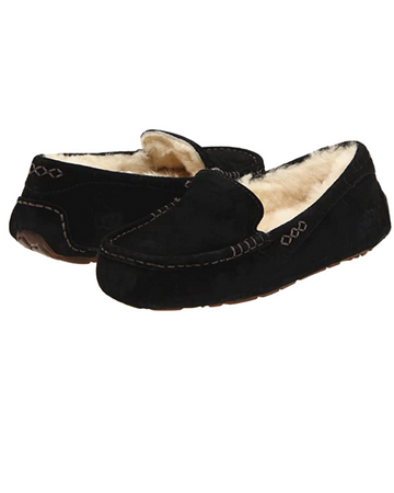 UGG 1106878 Black Ansley Slipper with Fur Trim mysellfingerie.com